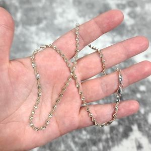 Sterling Silver Twisted Chain Necklace Delicate 18" Vintage Retro Unique